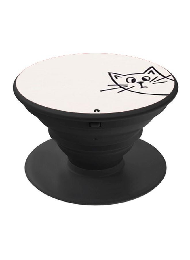 بي بي حامل هاتف على شكل مقبض أصابع منبثق بطبعة رسومات كرتونية أبيض/ أسود - Image 1