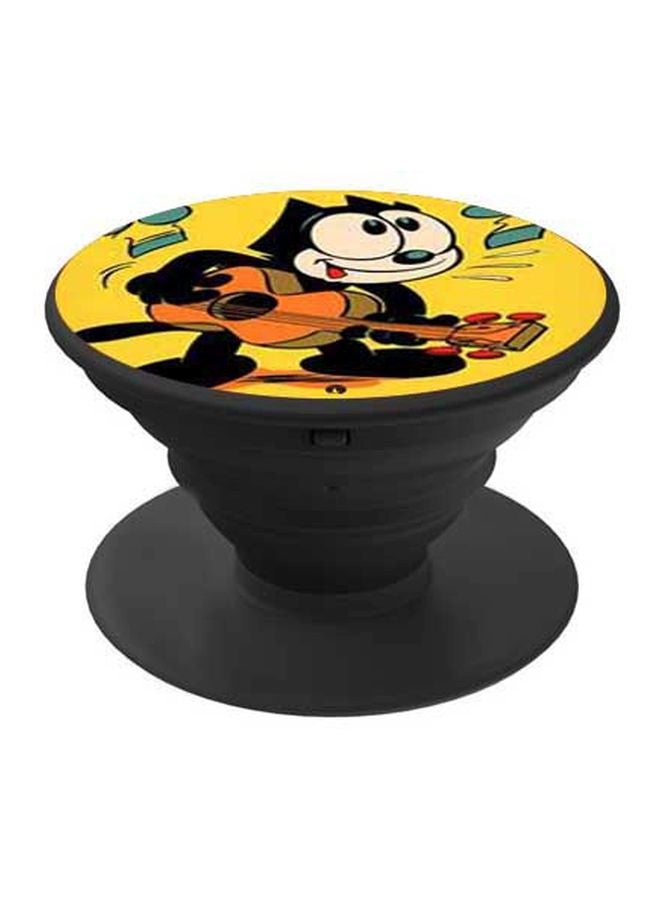 BP Cat Printed Pop Socket Phone Holder Black/Yellow/Orange - Image 1