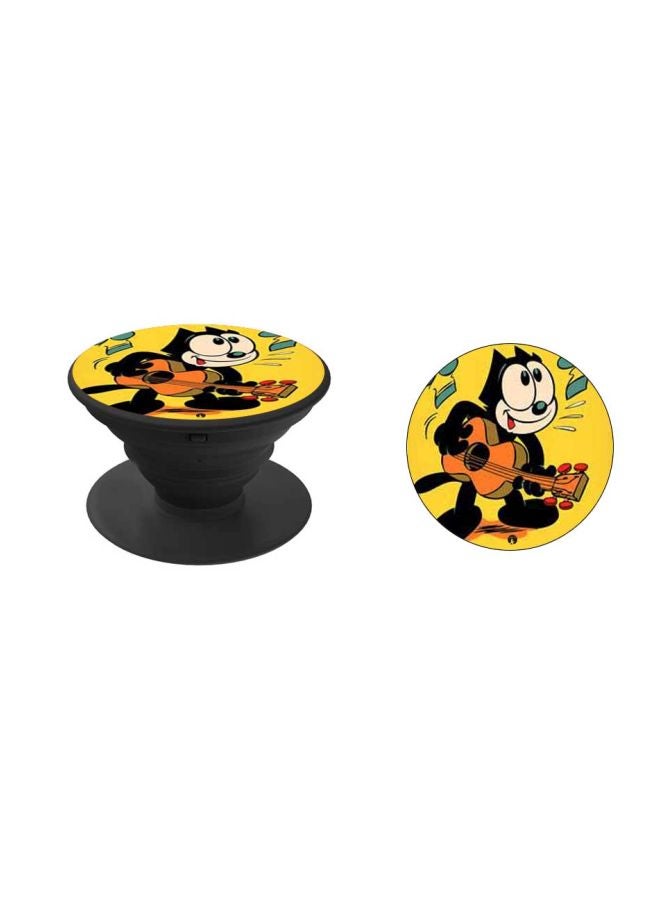 BP Cat Printed Pop Socket Phone Holder Black/Yellow/Orange - Image 2