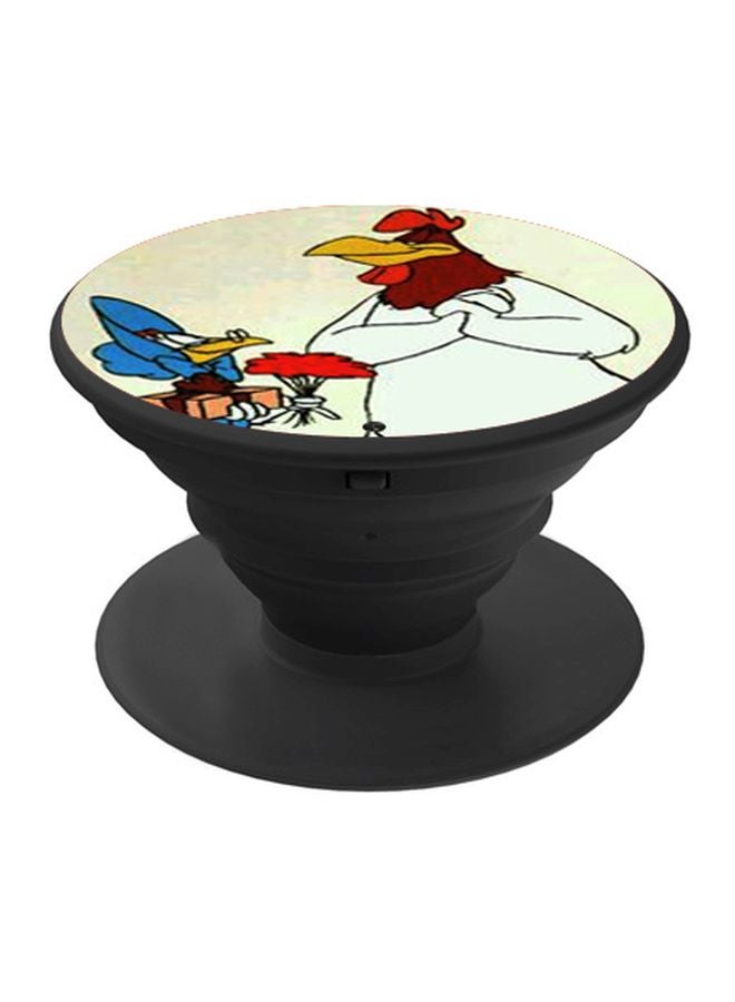 بي بي حامل هاتف على شكل مقبض أصابع منبثق بطبعة رسومات كرتونية أبيض/أحمر/أسود - Image 1