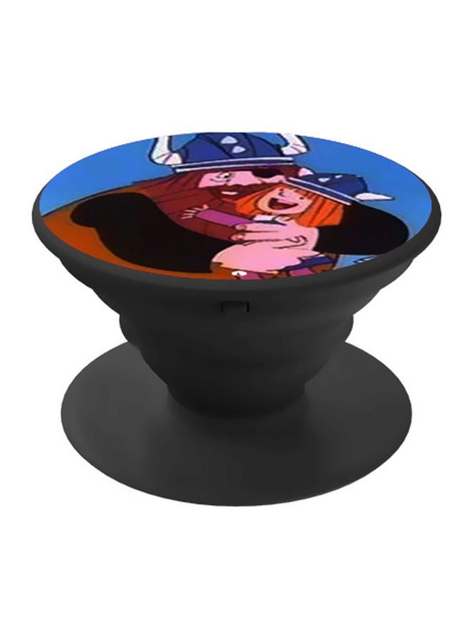 BP Cartoon Printed Pop Socket Phone Holder Brown/Black/Blue - Image 1