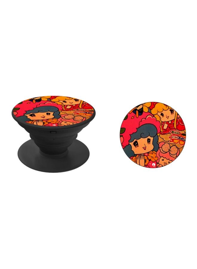 BP Cartoon Printed Pop Socket Phone Holder Red/Orange/Black - Image 2
