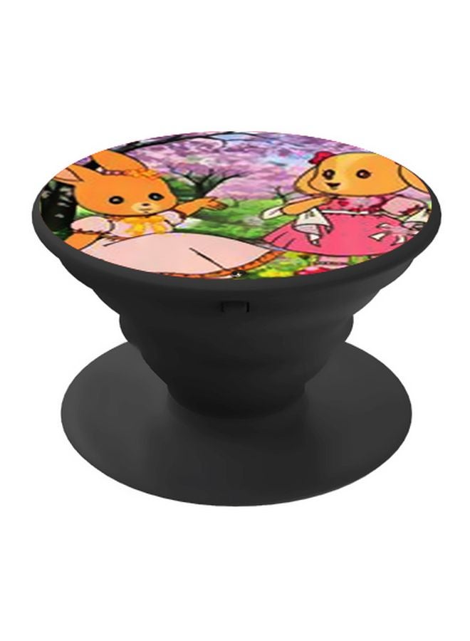 BP Cartoon Printed Pop Socket Phone Holder Black/Pink/Orange - Image 1