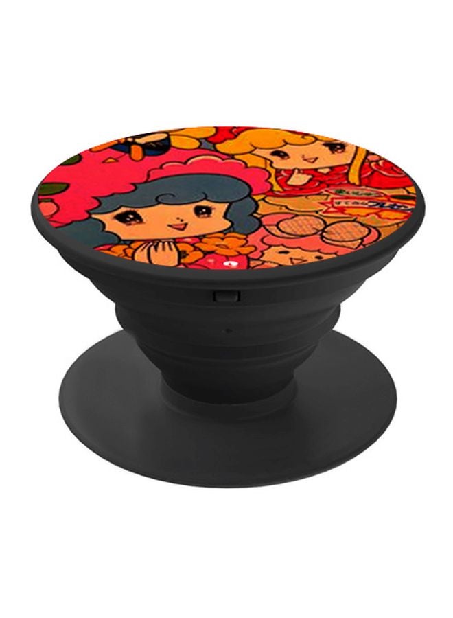 BP Cartoon Printed Pop Socket Phone Holder Red/Orange/Black - Image 1