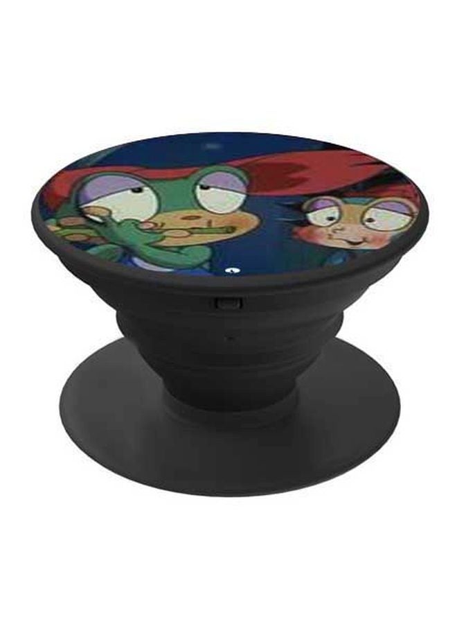 بي بي حامل هاتف على شكل مقبض أصابع منبثق بطبعة رسومات كرتونية أزرق/أخضر/بيج - Image 1