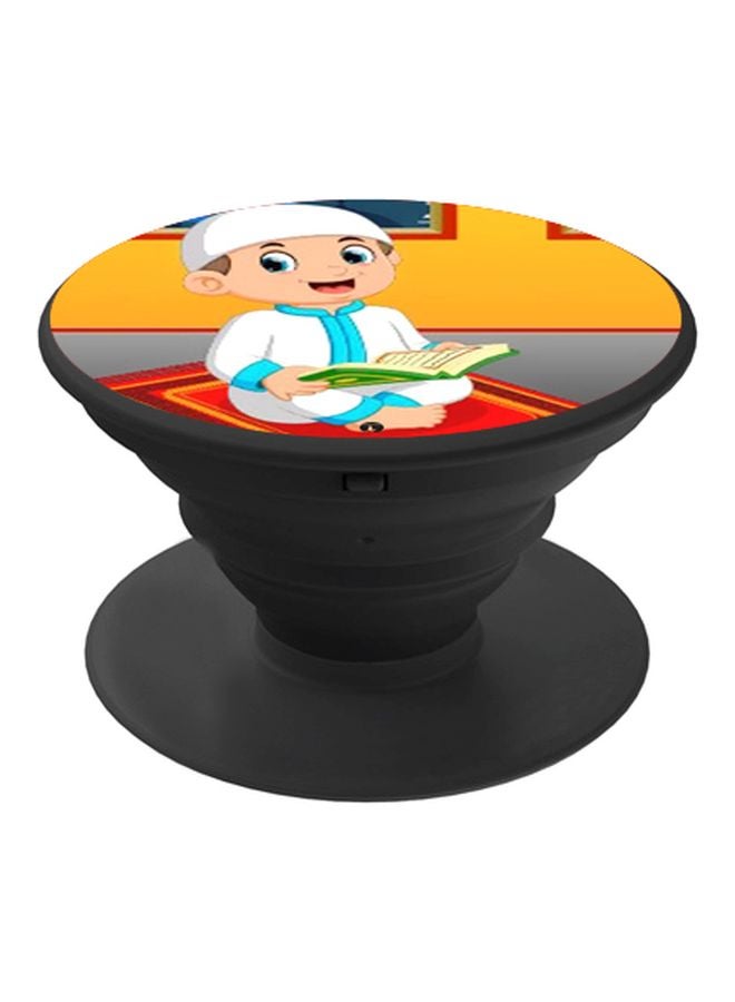 BP Boy Reading Quran Printed Pop Socket Phone Holder White/Grey/Black - Image 1