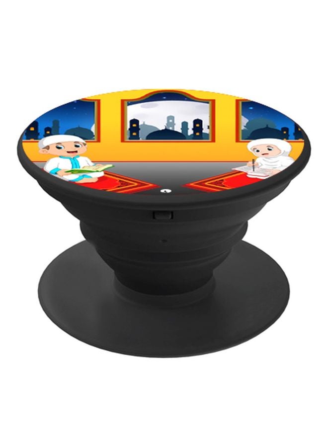 BP Boy And Girl Reading Quran Printed Pop Socket Phone Holder Yellow/Blue/Black - Image 1