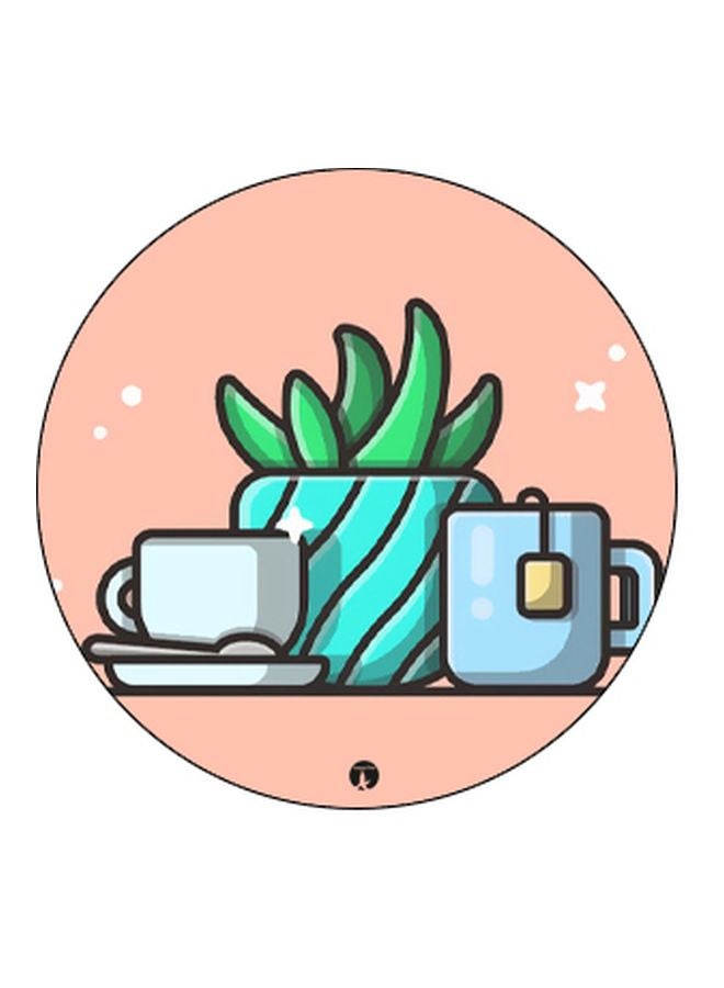 بي بي مسند هاتف بماسكة بوب سوكيت مطبوع برسمة نبات مع كوب شاي أصفر / أزرق / أخضر - Image 2