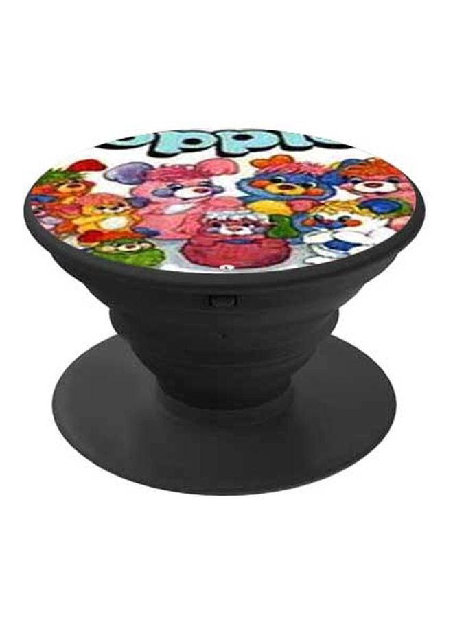 بي بي حامل هاتف على شكل مقبض أصابع منبثق بطبعة رسومات كرتونية وردي / أبيض / أسود - Image 1