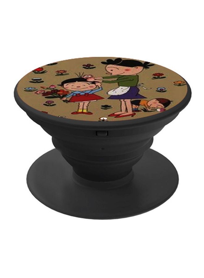 BP Cartoon Printed Pop Socket Phone Holder Brown/Green/Black - Image 1