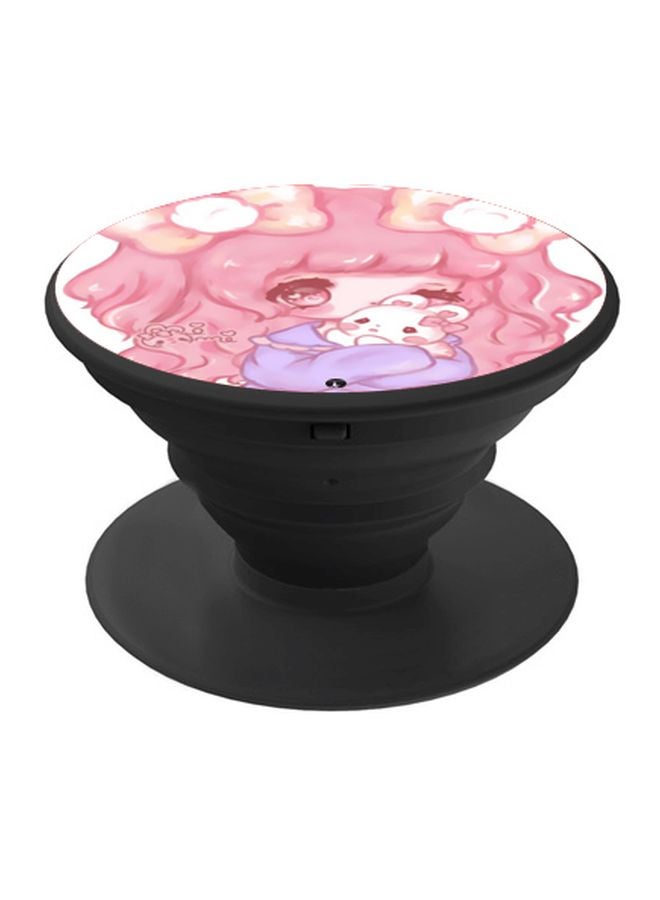 بي بي حامل هاتف على شكل مقبض أصابع منبثق بطبعة رسومات كرتونية وردي/أرجواني/أسود - Image 1