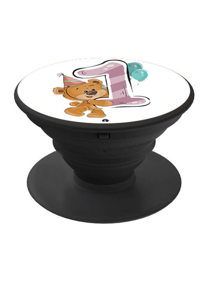 BP Cartoon Printed Pop Socket Phone Holder White/Brown/Black - Image 1