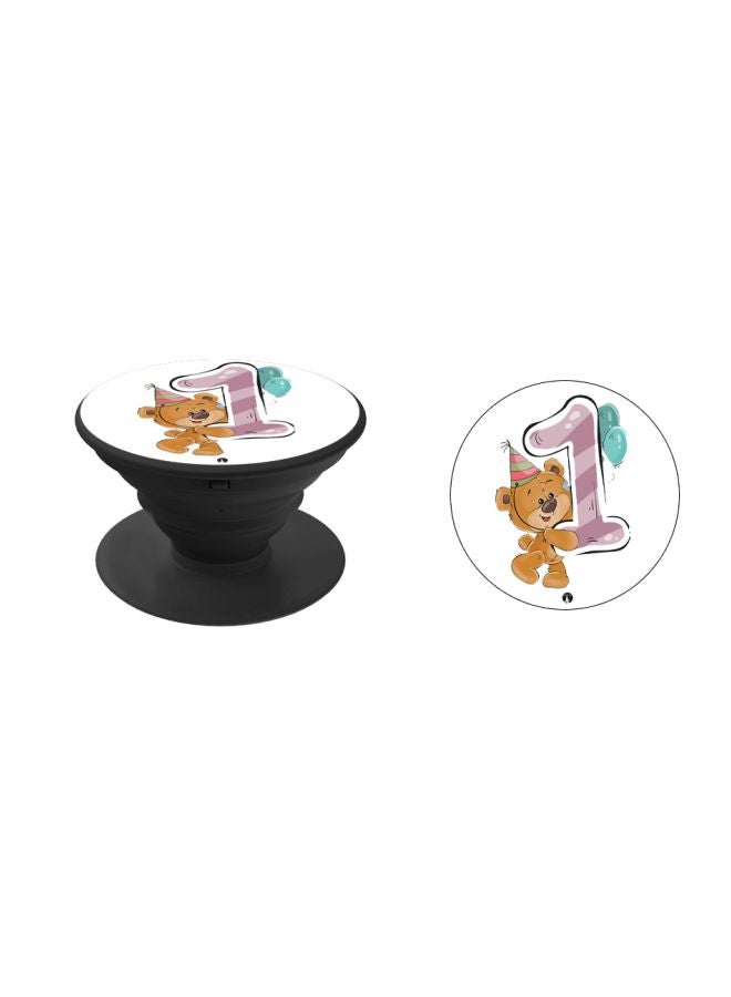 BP Cartoon Printed Pop Socket Phone Holder White/Brown/Black - Image 2
