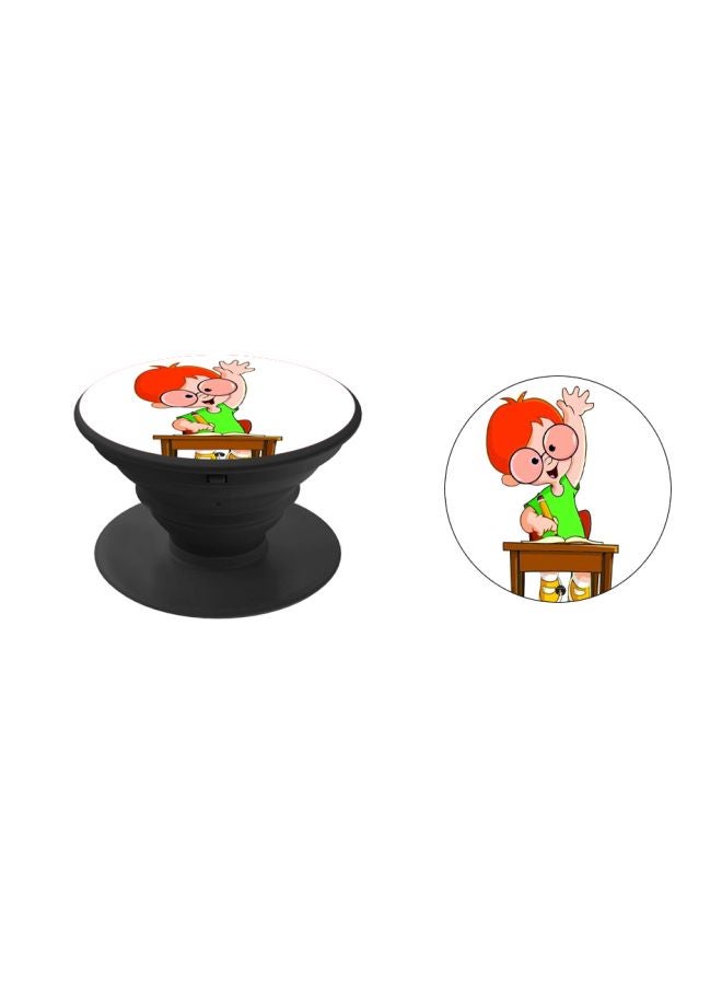 Cartoon Kid Printed Pop Socket Phone Holder White/Green/Black
