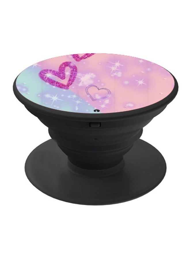 BP Heart Printed Pop Socket Phone Holder Pink/Blue/Black - Image 1