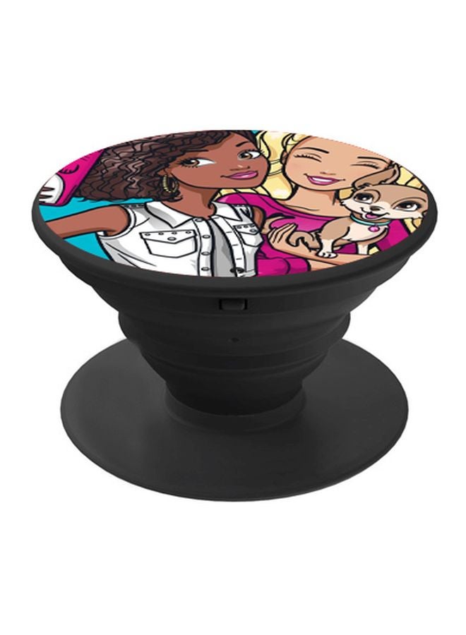 BP Cartoon Printed Pop Socket Phone Holder Beige/Pink/Black - Image 1