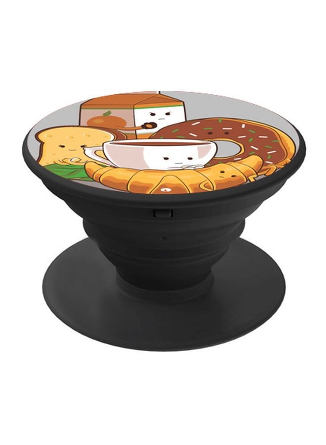 BP Doughnut And Coffee Printed Pop Socket Phone Holder Brown/White/Black - Image 1
