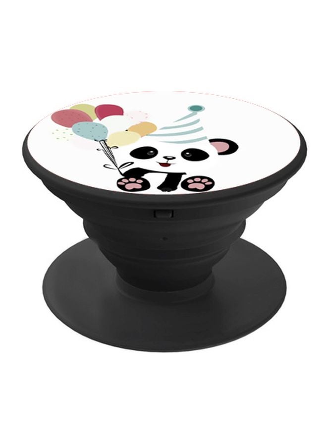 BP Cartoon Panda With Balloons Printed Pop Socket Phone Holder White/Red/Black - Image 1