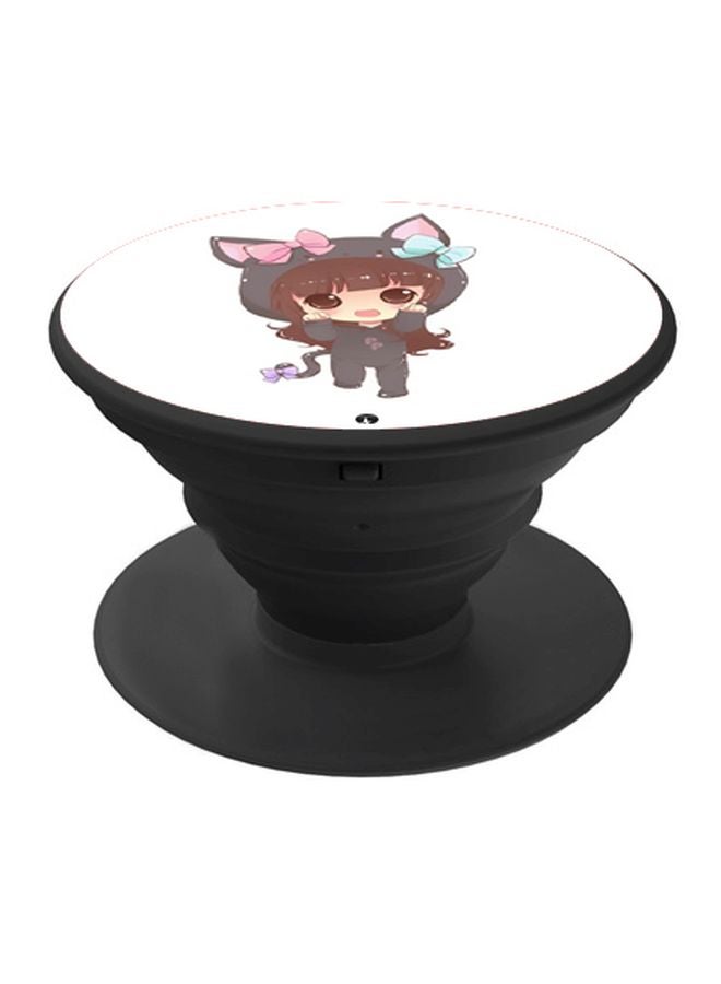 BP Anime Girl Printed Pop Socket Phone Holder White/Grey/Black - Image 1