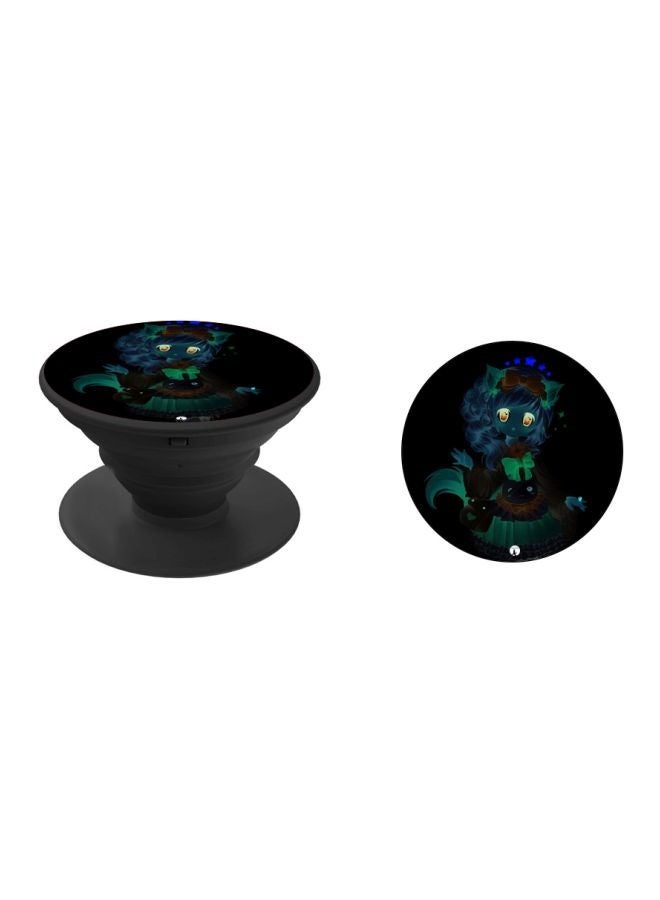 بي بي حامل هاتف على شكل مقبض أصابع منبثق بطبعة رسومات كرتونية أسود / أزرق / أخضر - Image 2