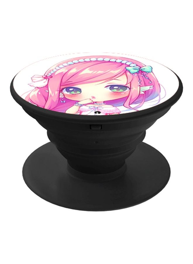 بي بي حامل هاتف بوب سوكيت بطبعة رسوم متحركة على شكل فتاة وردي / أبيض / أسود - Image 1