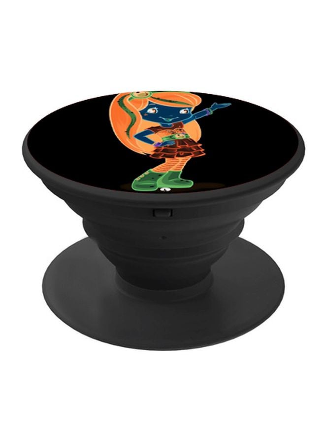 BP Cartoon Girl Printed Pop Socket Phone Holder Black/Blue/Brown - Image 1