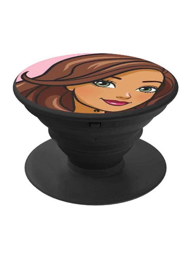 بي بي حامل هاتف على شكل مقبض أصابع منبثق بطبعة رسومات كرتونية بني/وردي/أسود - Image 1