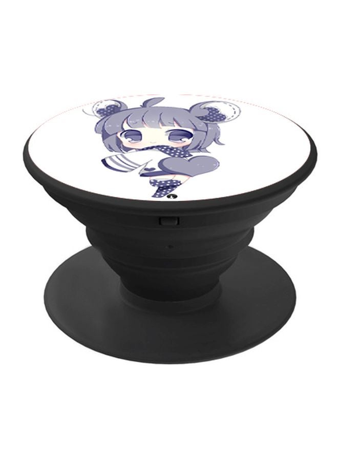 بي بي حامل هاتف بوب سوكيت بطبعة رسوم متحركة على شكل فتاة أبيض/رمادي/أسود - Image 1