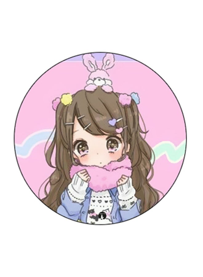 BP Anime Girl Printed Pop Socket Phone Holder Purple/Pink/Brown - Image 2