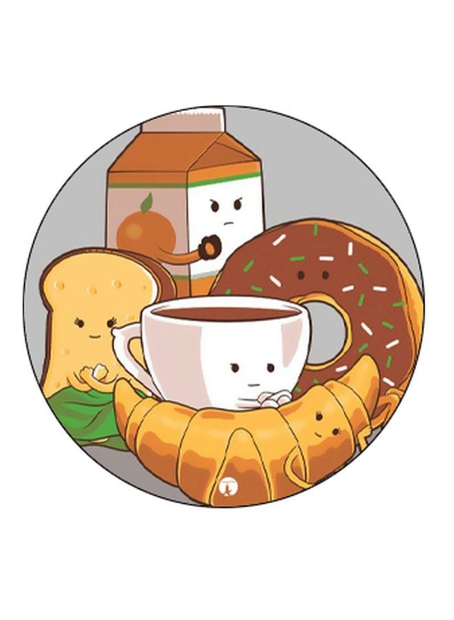 BP Doughnut And Coffee Printed Pop Socket Phone Holder Brown/White/Black - Image 2