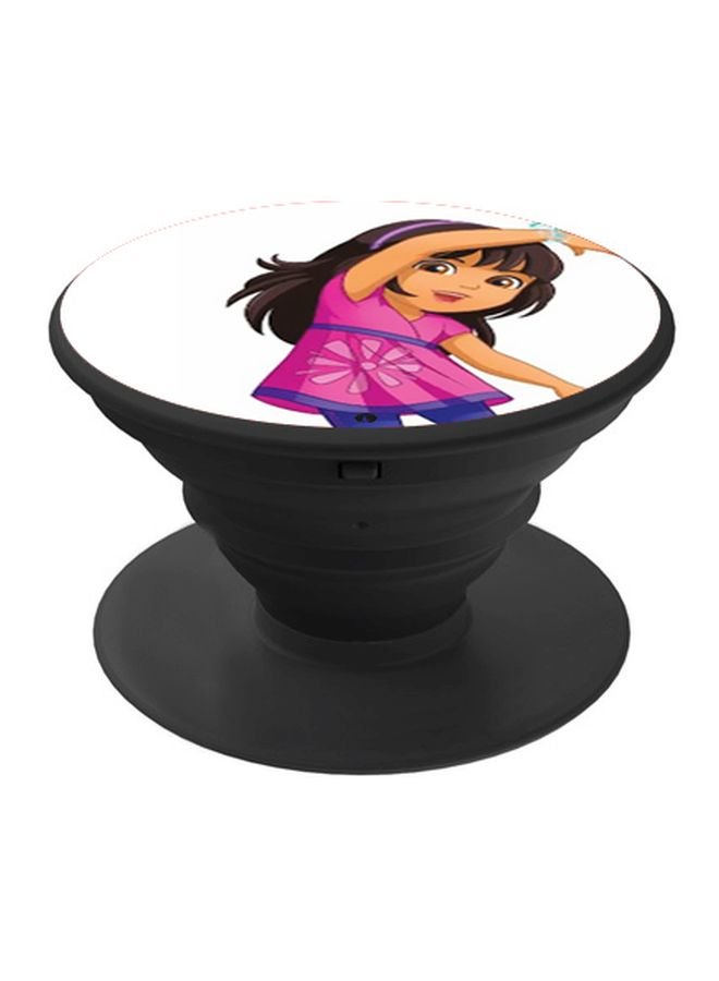 بي بي حامل هاتف على شكل مقبض أصابع منبثق بطبعة رسومات كرتونية وردي / أبيض / أسود - Image 1