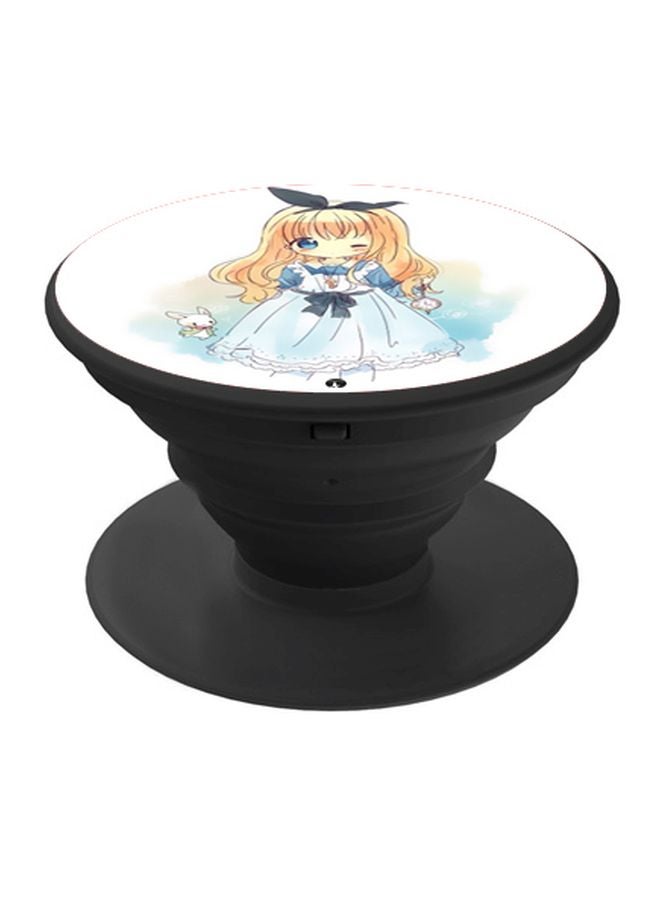 BP Cartoon Girl Printed Pop Socket Phone Holder White/Blue/Beige - Image 1