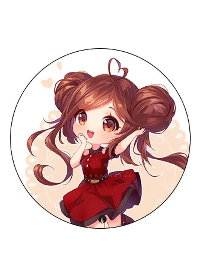 BP Anime Girl Printed Pop Socket Phone Holder White/Red/Black - Image 2