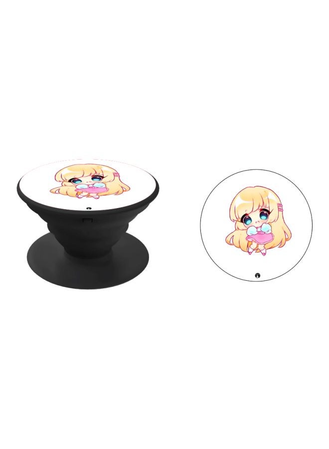 BP Anime Girl Printed Pop Socket Phone Holder White/Yellow/Black - Image 2