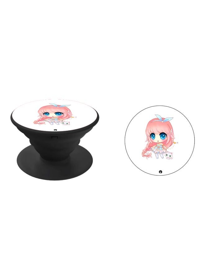 BP Anime Girl Printed Pop Socket Phone Holder White/Pink/Black - Image 2