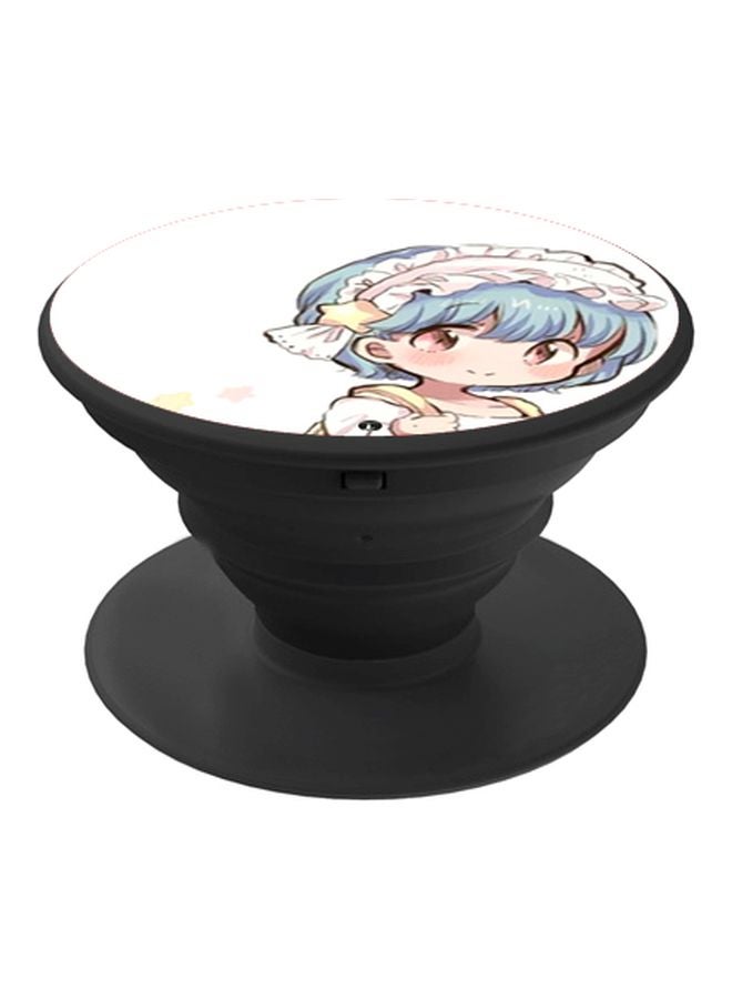 بي بي حامل هاتف بوب سوكيت بطبعة رسوم متحركة على شكل فتاة أبيض/أزرق/بيج - Image 1