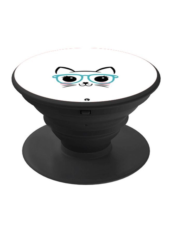 BP Cat Printed Pop Socket Phone Holder Black/White/Blue - Image 1