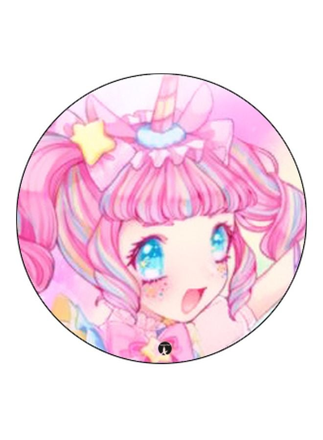 BP Anime Girl Printed Pop Socket Phone Holder Black/Pink/Peach - Image 2
