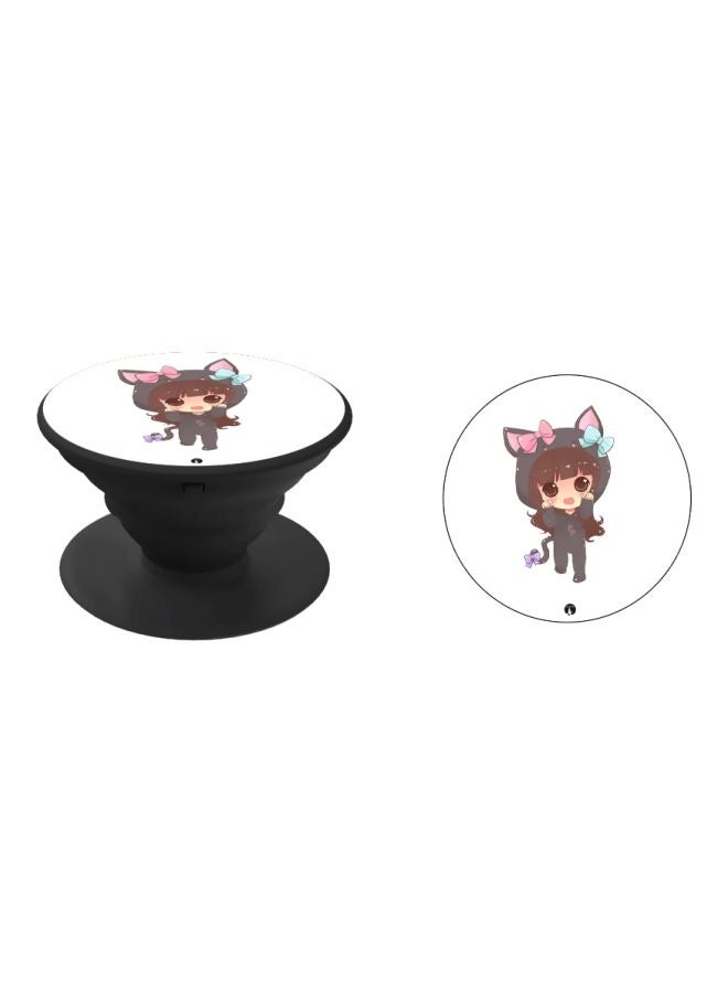 BP Anime Girl Printed Pop Socket Phone Holder White/Grey/Black - Image 2