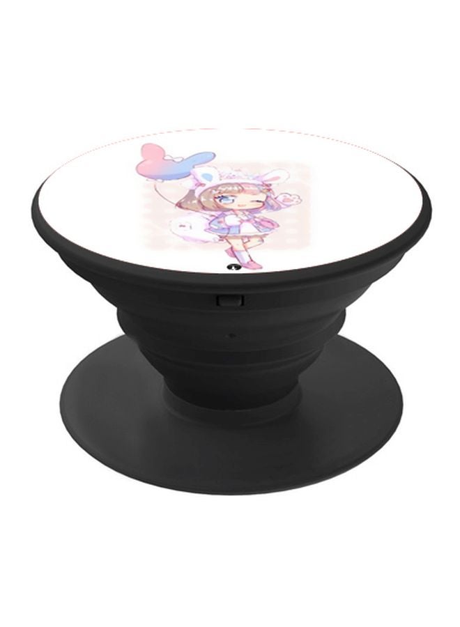 BP Anime Girl Printed Pop Socket Phone Holder Black/White/Pink - Image 1
