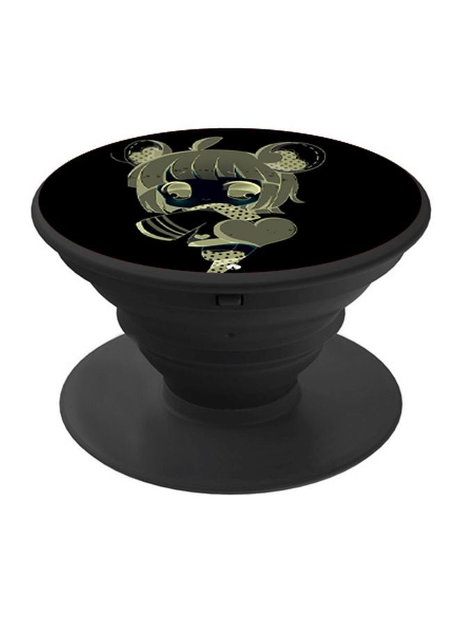 BP Cartoon Girl Printed Pop Socket Phone Holder Black/Beige/Blue - Image 1