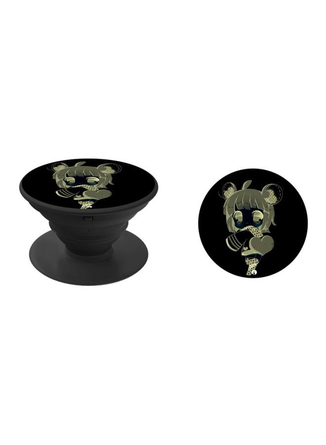 BP Cartoon Girl Printed Pop Socket Phone Holder Black/Beige/Blue - Image 2