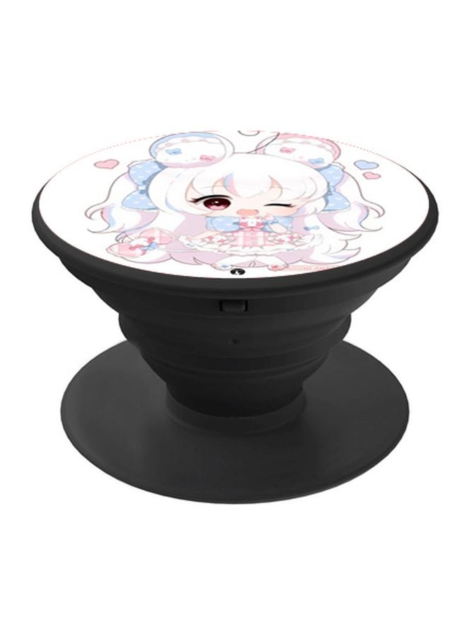BP Anime Girl Printed Pop Socket Phone Holder Black/Pink/Blue - Image 1