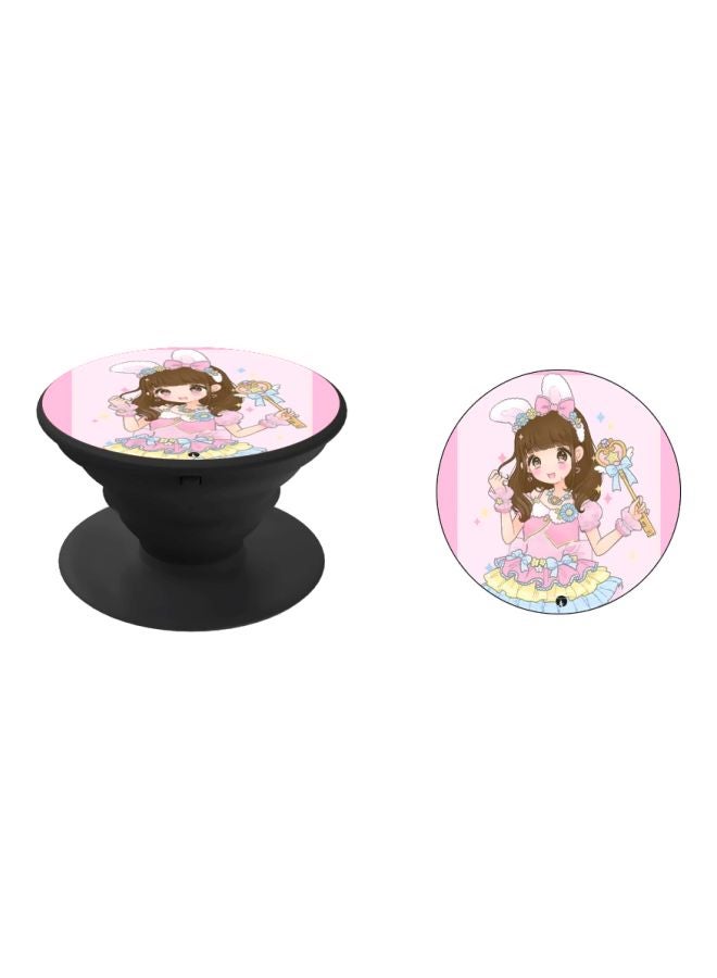BP Cartoon Girl Printed Pop Socket Phone Holder Pink/Brown/Beige - Image 2