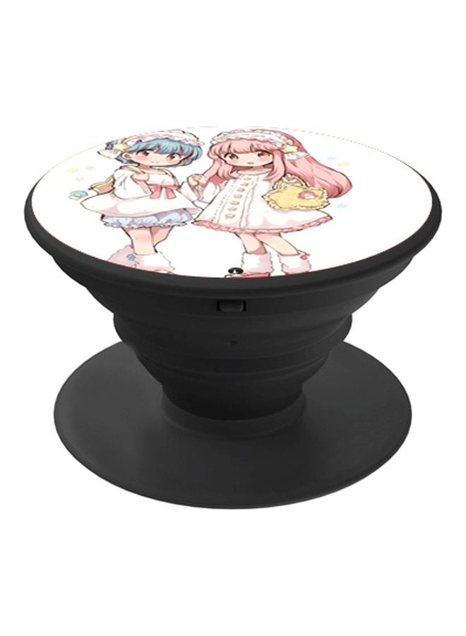 BP Anime Girls Printed Pop Socket Phone Holder White/Pink/Yellow - Image 1
