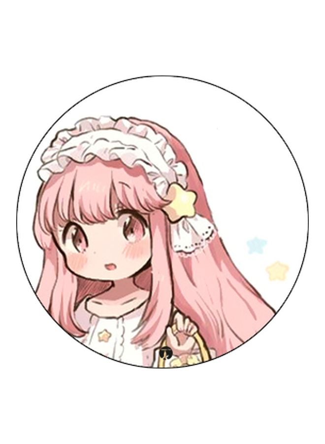 BP Anime Girl Printed Pop Socket Phone Holder White/Pink/Beige - Image 2