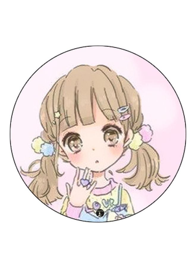 BP Anime Girl Printed Pop Socket Phone Holder Black/Pink/Beige - Image 2