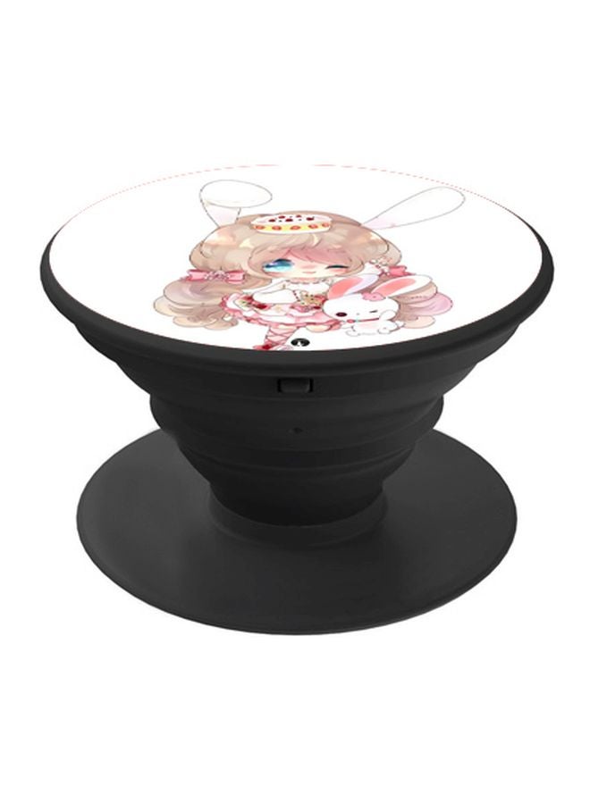 BP Anime Girl Printed Pop Socket Phone Holder Black/White/Brown - Image 1