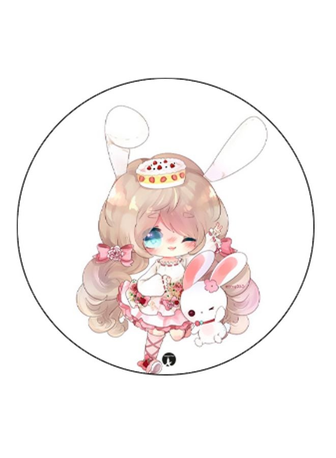 BP Anime Girl Printed Pop Socket Phone Holder Black/White/Brown - Image 2