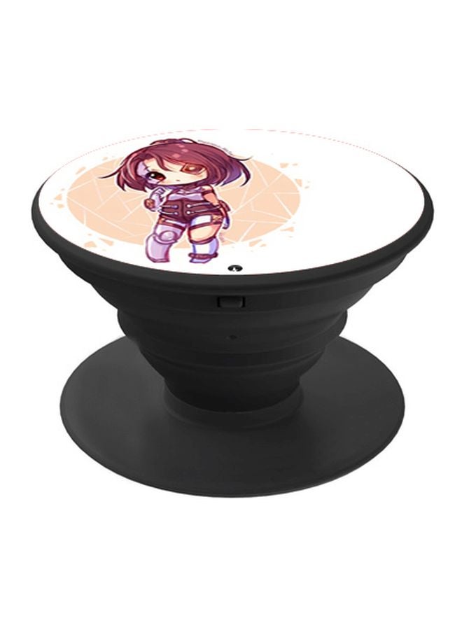 BP Anime Girl Printed Pop Socket Phone Holder Black/Brown/Beige - Image 1